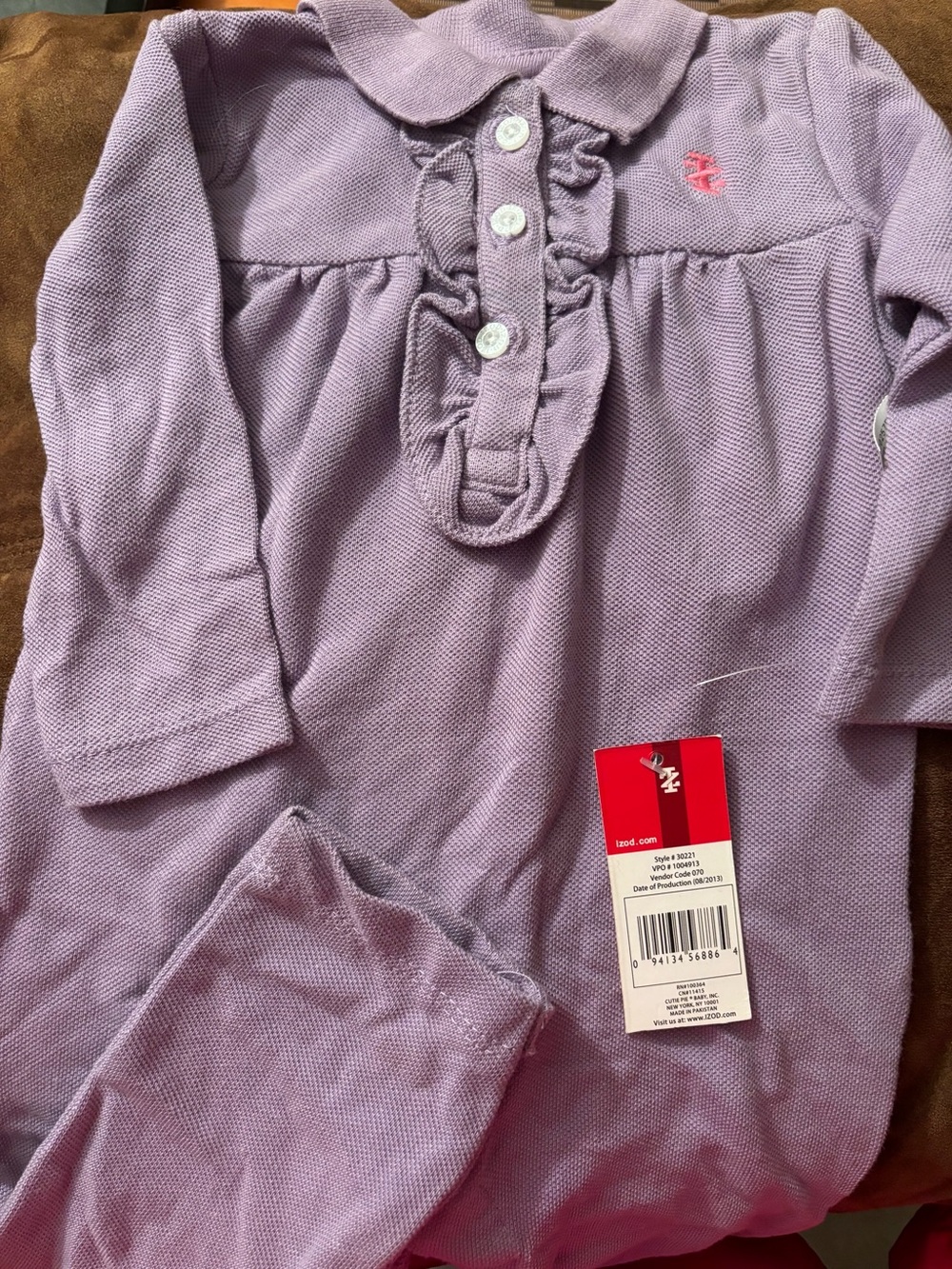 Purple Ruffle-Front Baby One-Piece Romper - Picture 2 of 2